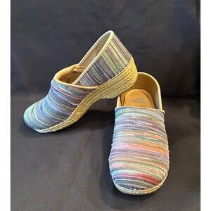 Dansko Jute Pro Weave Artisan Striped Espadrille Pink Purple Clog EU 40, US 9